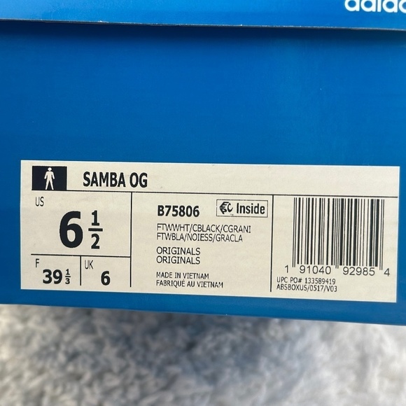 NWT Adidas Unisex Black and White Samba OG Sneaker Unisex Shoe Men 6.5/Women 7.5 - Picture 7 of 13